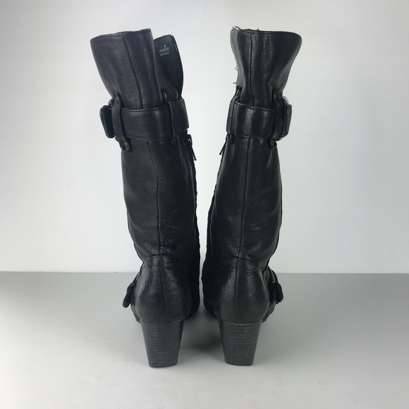 BORN black leather heeled tall boot, 7/38 - Picture 6 of 8